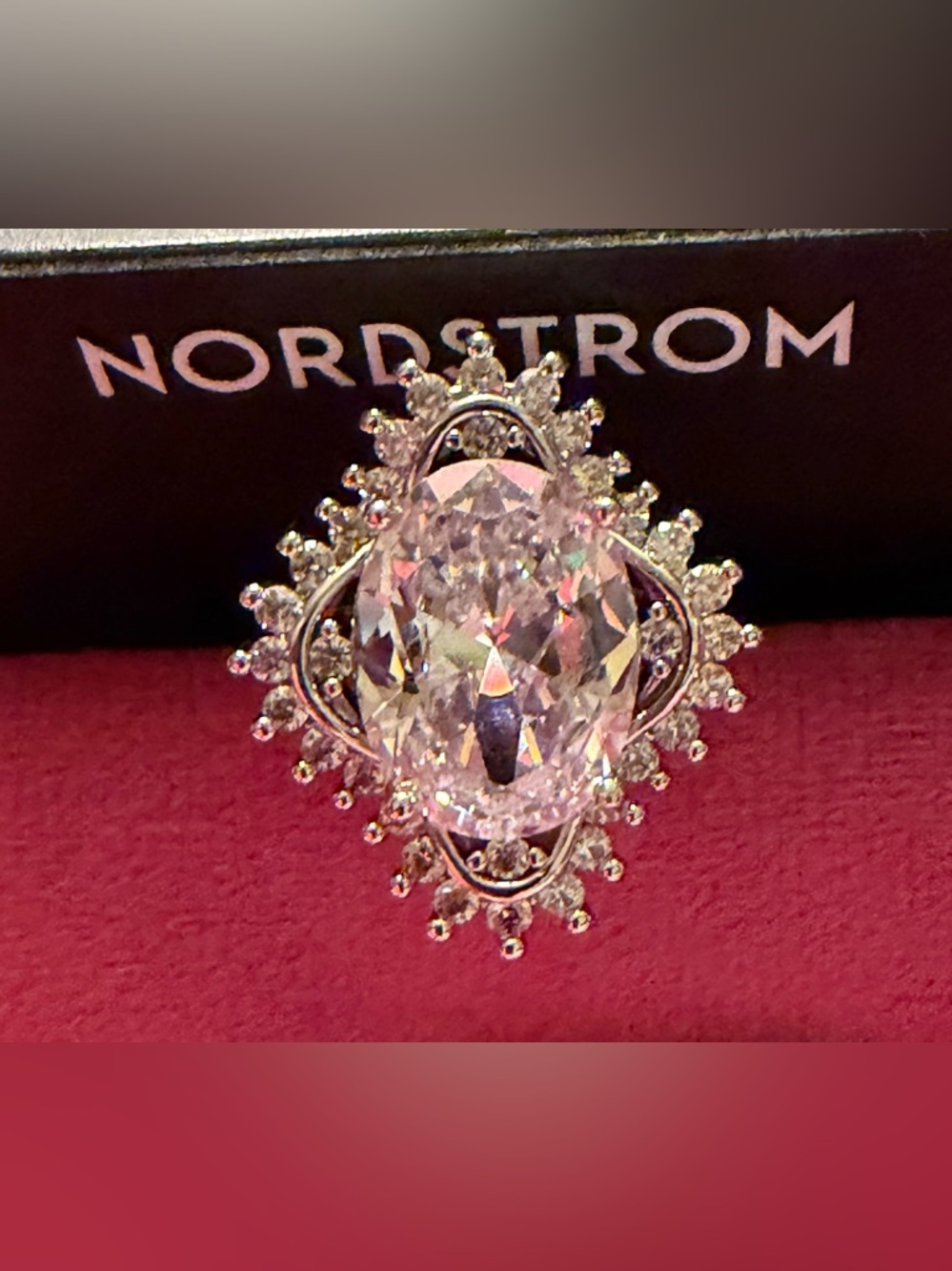 Nordstrom Size 9 Cubic Zirconia Cocktail Ring Layered in Polished Platinum